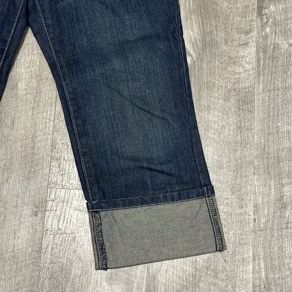 Youth Old Navy 14 Regular XL Cropped Pants Jeans Blue Denim Rolled Hem NWOT - Picture 7 of 9